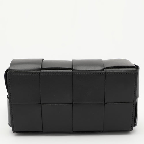 Black Intrecciato Leather Cassette Belt Bag