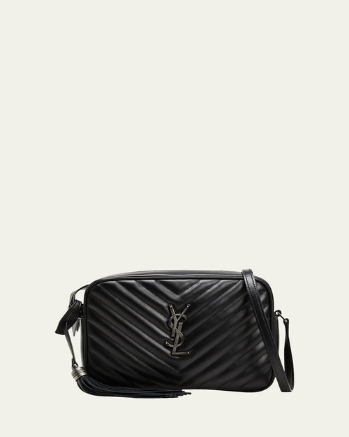 Lou Medium YSL Camera Bag with Pocket and Tassel in Quilted Leather