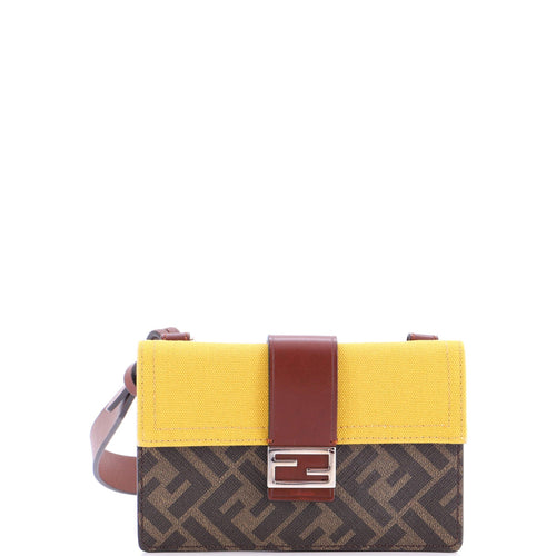 FENDI Baguette Convertible Pouch Canvas with Zucca Coated Canvas