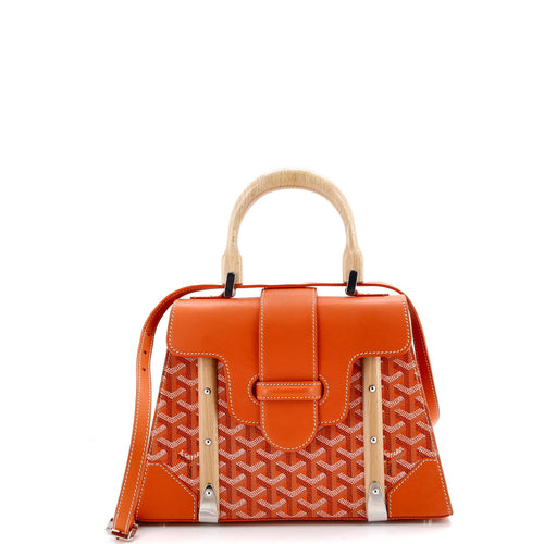GOYARD Saigon Top Handle Bag Coated Canvas with Leather PM