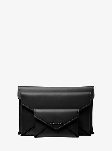 MK Jordi 3-in-1 Leather Envelope Wallet - Black - Michael Kors