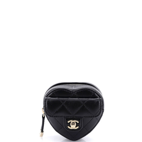 CHANEL CC in Love Heart Arm Zip Coin Purse Quilted Lambskin