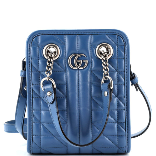 GUCCI GG Marmont Handle Crossbody Bag Matelasse Leather Mini