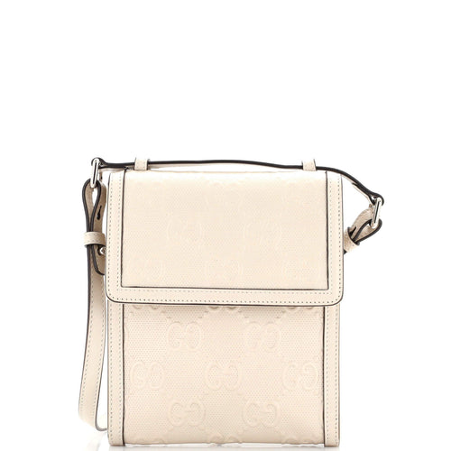 GUCCI Flap Crossbody Bag GG Embossed Perforated Leather Small