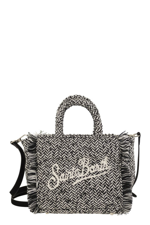 Mini Vanity Bag With Bangs And Embroidered Logo in Black | VAMI005