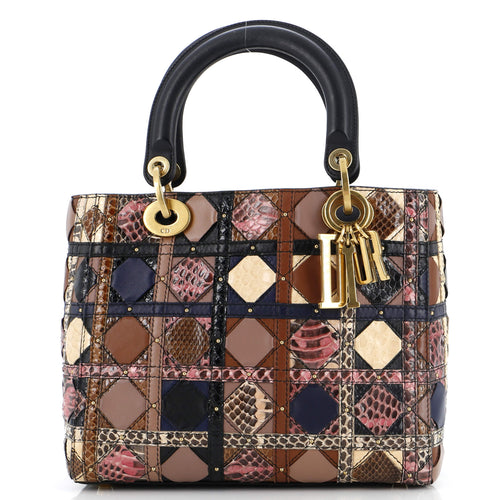 Supple Lady Dior Bag Patchwork Cannage Leather and Exotics Medium
