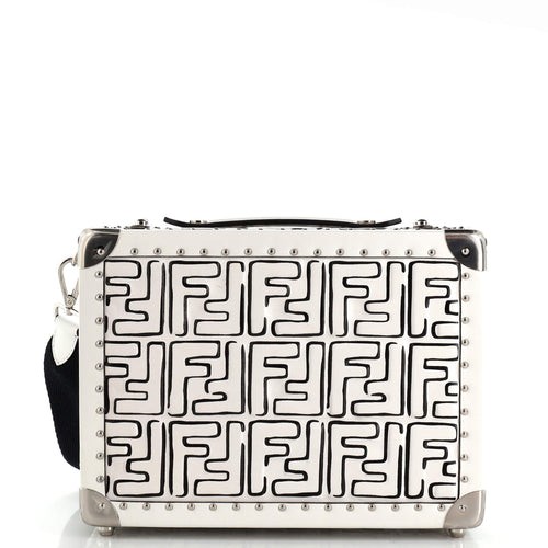 FENDI Rigid Travel Trunk Joshua Vides Zucca Embossed Leather Small