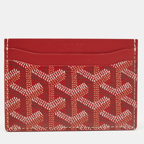 Red Goyardine Coated Canvas and Leather Saint Sulpice Card Holder