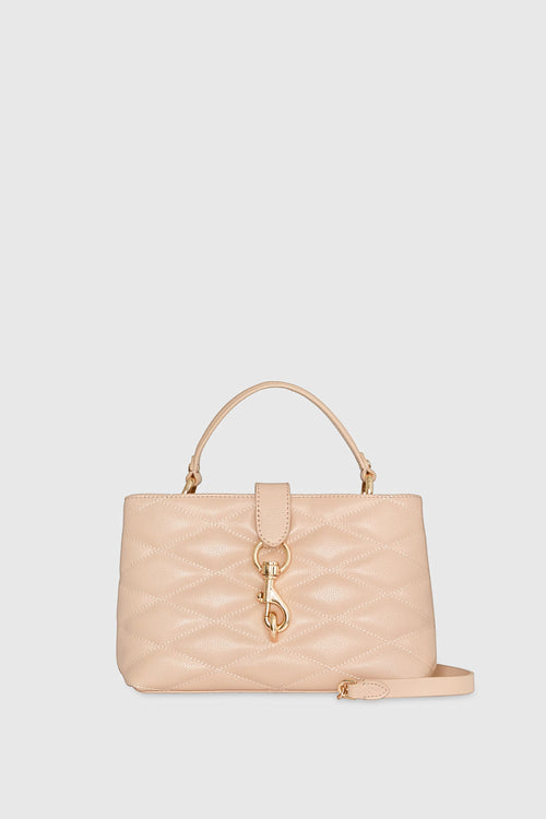 Edie Top Handle Satchel With Diamond Quilt Bag In Brown
