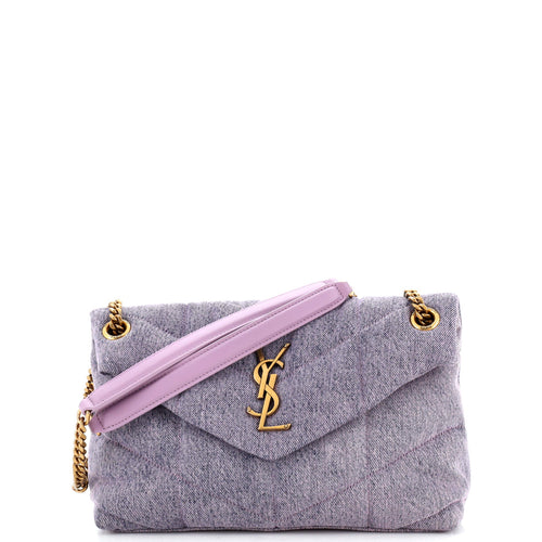 Loulou Puffer Shoulder Bag Quilted Vintage Denim Small