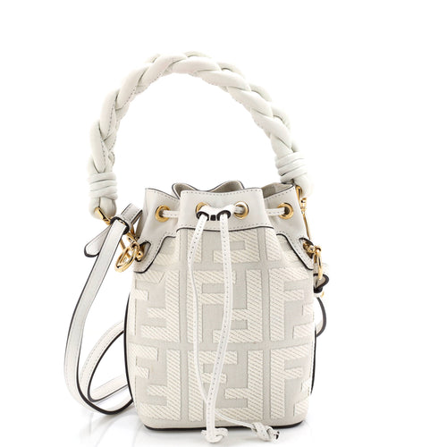 FENDI Woven Handle Mon Tresor Bucket Bag Zucca Embroidered Canvas Mini