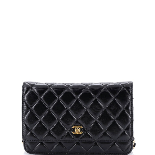 CHANEL Pearl Charm Wallet on Chain Quilted Glazed Calfskin