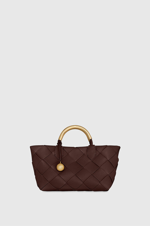Frankie Woven Mini Tote Bag In Red