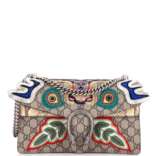 GUCCI Dionysus Bag Embroidered GG Coated Canvas with Python Small