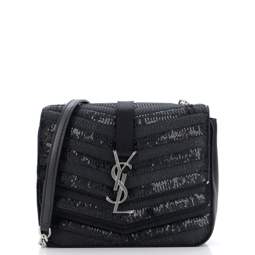 Sulpice Flap Bag Sequin Matelasse Chevron Satin Small