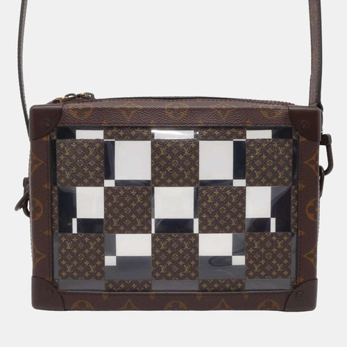 Brown PVC and Monogram Chess Camvas Soft Trunk Shoulder Bag