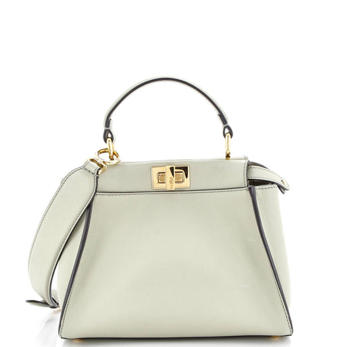FENDI Peekaboo Iconic Bag Leather with Zucca Embroidered Canvas Interior Mini
