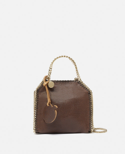 Falabella Scale-Embossed Tiny Tote Bag, Woman, Chocolate brown