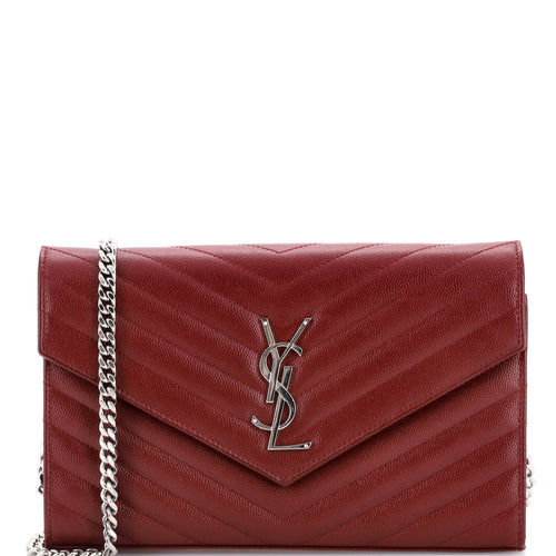 Classic Monogram Wallet on Chain Matelasse Chevron Leather Medium