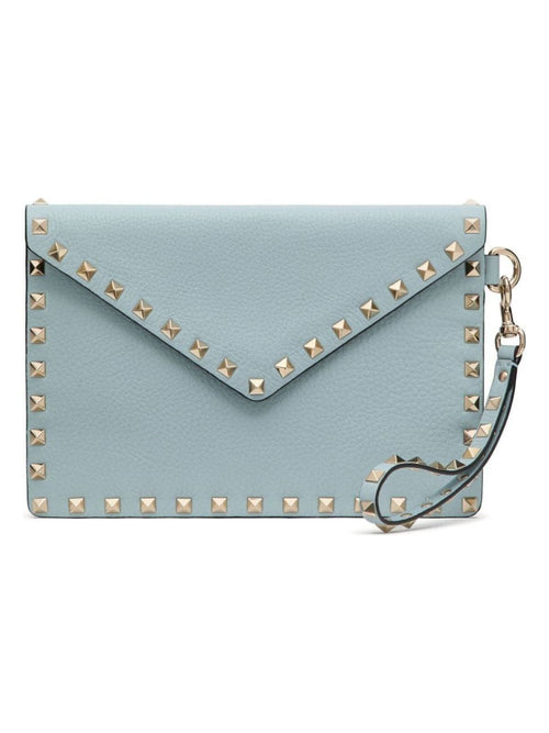 Women's Rockstud Medium Flat Pouch in Bluporcel | 5W2P0P87VSH