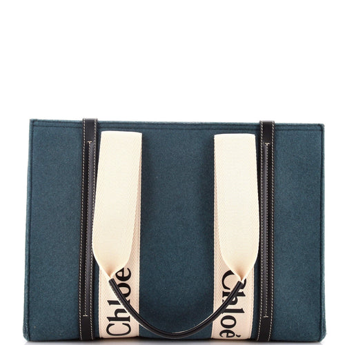 CHLOE Woody Tote Recycled Felt with Leather and Canvas Large
