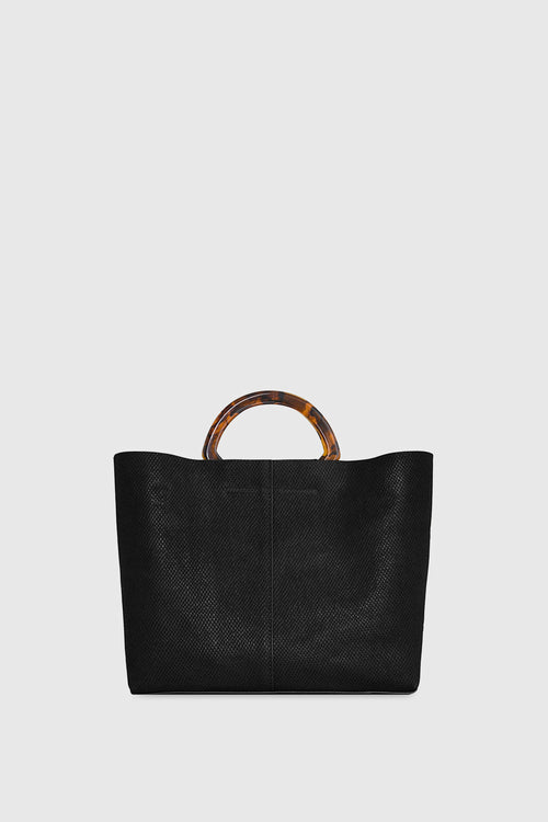 Square Tote With Resin Handle Bag In Black