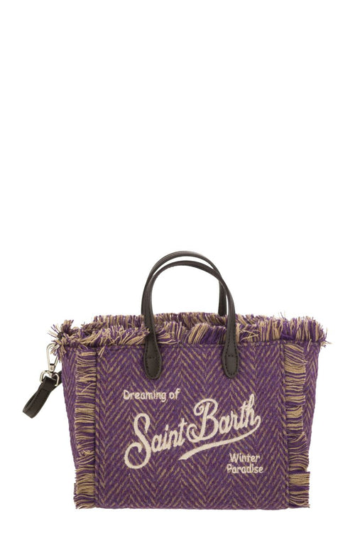 Mini Vanity Bag With Bangs And Embroidered Logo in Purple | VAMI007