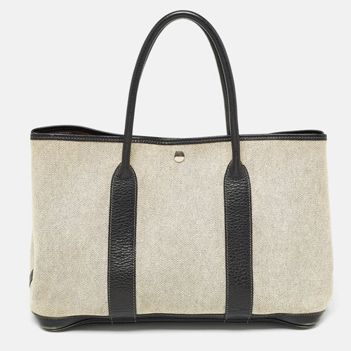 Beige/Black Toile And Negonda Leather Garden Party 36 Bag