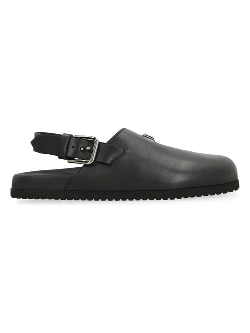 Men's Leather Mules in Black | Size 44 | A80402AQ765 Color 80999