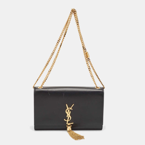 Saint Laurent Black Leather Medium Kate Tassel Shoulder Bag
