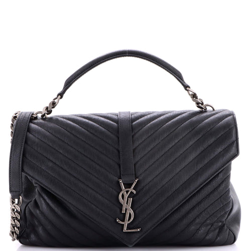 Classic Monogram College Bag Matelasse Chevron Leather Large