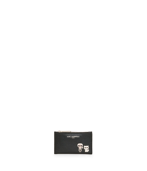| Women's Duo Pins Small Zip Around Wallet | Black/Silver