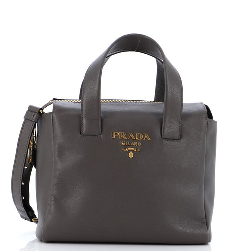 PRADA Top Handle Convertible Zip Tote Vitello Leather Small