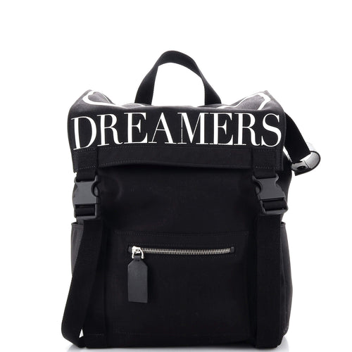 VALENTINO GARAVANI VLogo Double Buckle Flap Backpack Printed Canvas