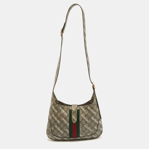 Beige/Brown GG Supreme Canvas Small Jackie 1961 Hobo