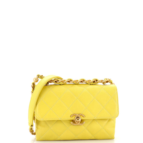 CHANEL Chain Bar Top Handle Flap Bag Quilted Calfskin Mini