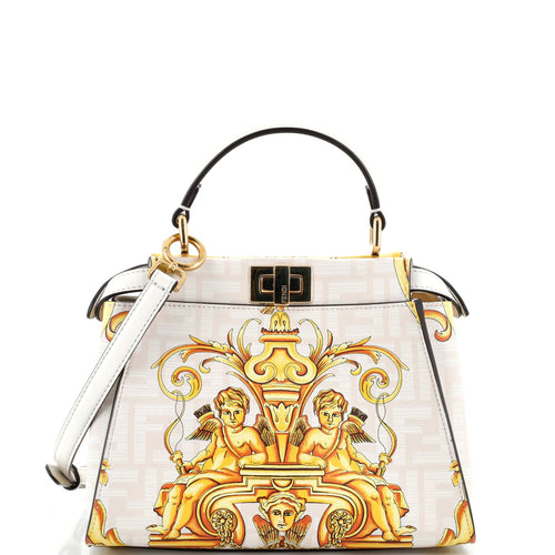 FENDI x Versace Fendace Peekaboo Bag Printed Zucca Leather Mini