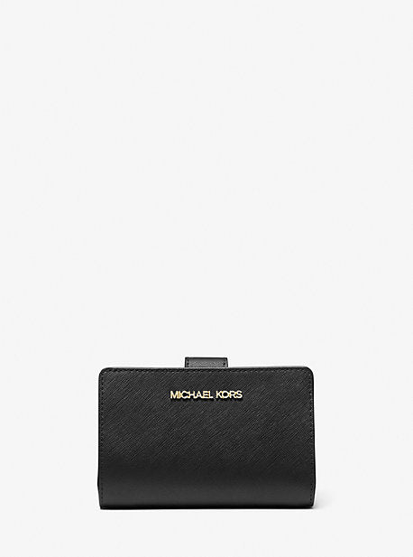 MK Medium Crossgrain Leather Wallet - Black - Michael Kors