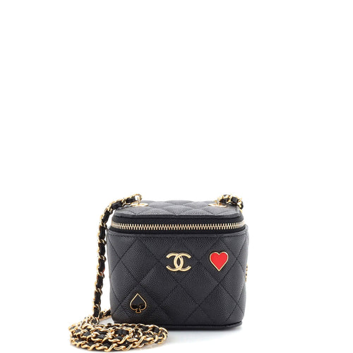 CHANEL Coco Casino Vanity Case with Chain Quilted Caviar Mini