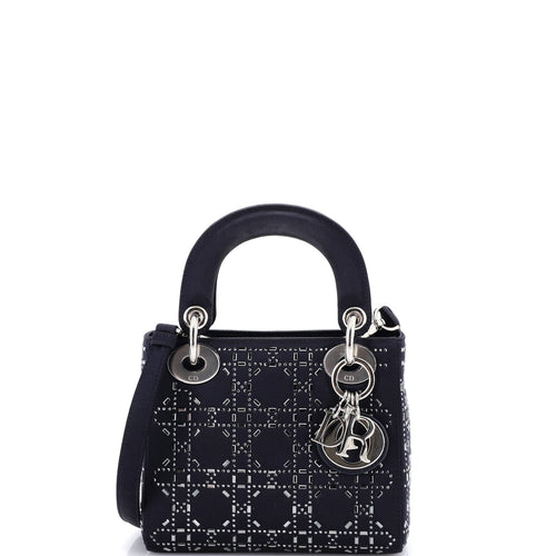 Lady Dior Bag Crystal Embellished Cannage Quilt Satin Mini