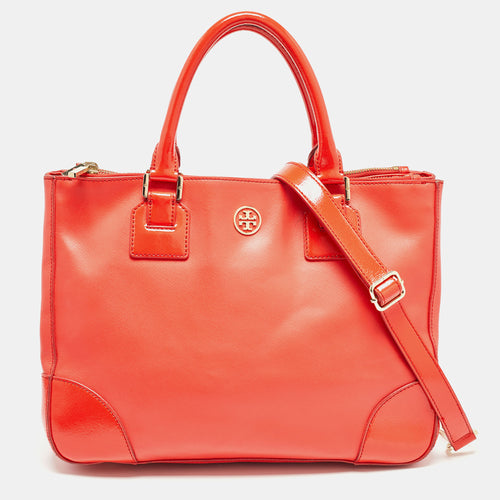 Red Patent and Leather Large Double Zip Robinson Tote