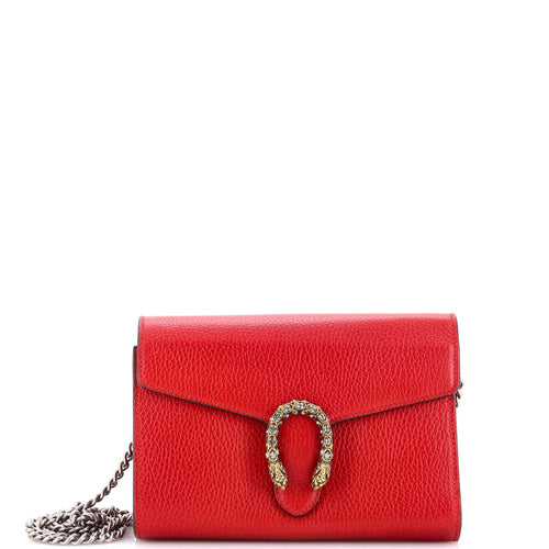 GUCCI Dionysus Chain Wallet Leather with Embellished Detail Small