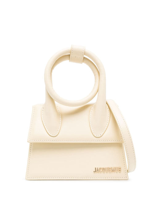 Women's Le Chiquito Noeud Leather Handbag in Ivory | Size UNI | 213BA005