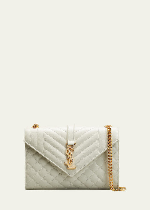 Envelope Triquilt Medium YSL Shoulder Bag in Grained Leather