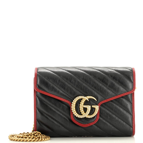 GUCCI GG Marmont Chain Wallet Diagonal Quilted Leather Mini