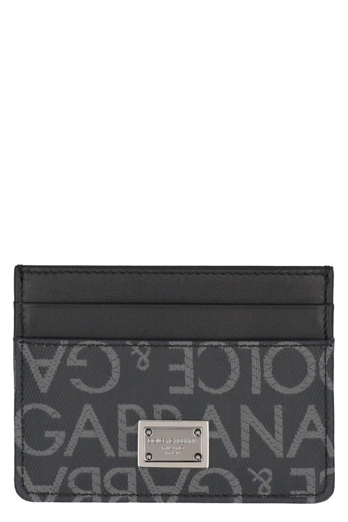 Men's Logo Detail Leather Card Holder in Black | BP0330AJ705 Color 8B969