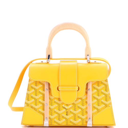 GOYARD Structured Saigon Top Handle Bag Coated Canvas with Leather Mini