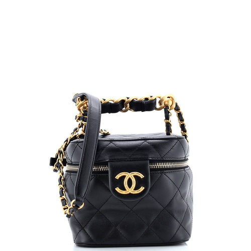 CHANEL Chain Bar Vanity Case with Chain Quilted Calfskin Small