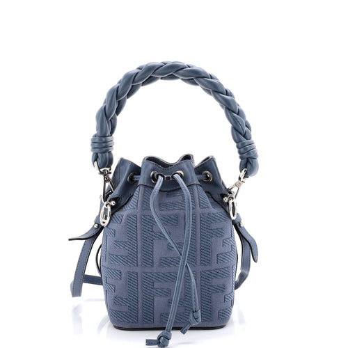 FENDI Woven Handle Mon Tresor Bucket Bag Zucca Embroidered Canvas Mini