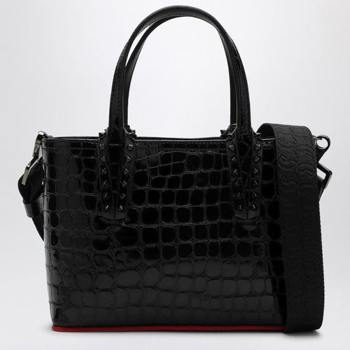 Women's Handbag In Crocodile-Effect Patent Leather in Black | 3245051LE